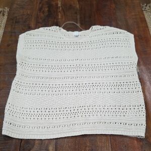 Women’s Crochet Boxy Sweater Vest Top - Cream